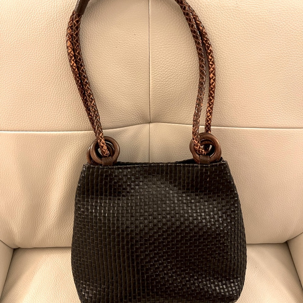 Nieman Marcus handbag with wooden accents- vintage